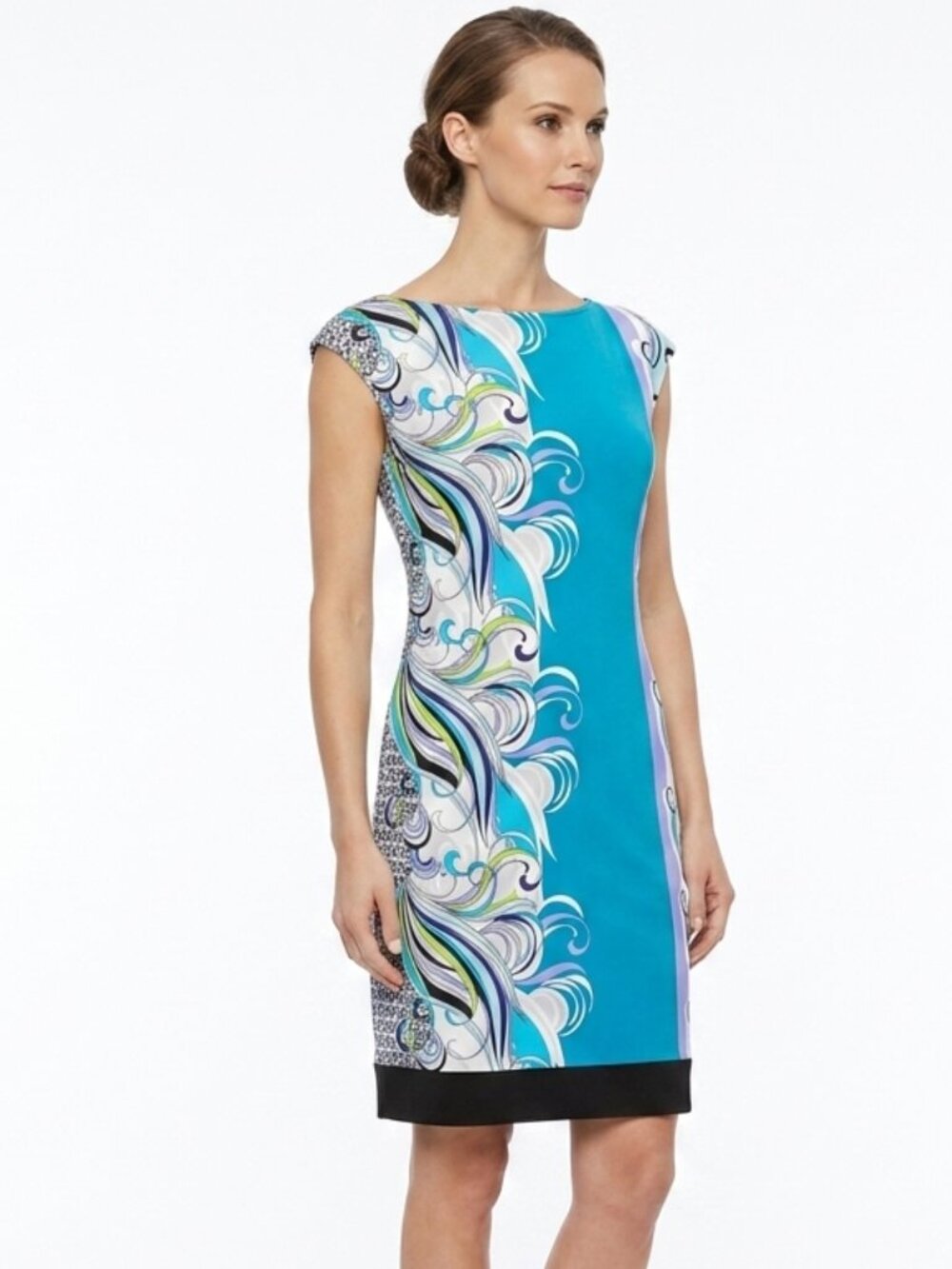 Donna Morgan Retro Print Stretch Shift Dress- Sz. 4